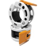 Clout Fitness Olympic Barbell Clamps Collars Quick Release Pair of Locking Weight Clips Fit 2 Inch Barbell for Weightlifting (Orange/White)