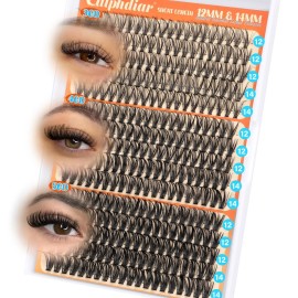 Lash Clusters Natural Cluster Eyelash Extensions 12mm 14mm Individual Lashes DIY Lash Extension 30D 40D 50D Eyelash Clusters Wispy Cluster Lashes 300pcs Lash Cluster C-Curly by Calphdiar