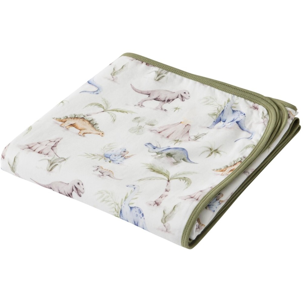 Little Jump Dinosaur Muslin Blanket Baby Quilt - Silky Soft and Breathable Crib Blanket for Daycare - Large 47 x 47 - 2 Layers Toddler Summer Blankets for Boys (Dinosaur-2)