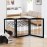 ZJSF Freestanding Foldable Dog Gate for House Extra Wide Wooden Black Indoor Puppy Gate Stairs Doorways Pet Gate Tall Dog Fence 3 Panels Fence