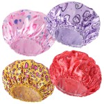 4 PCS Shower Cap for Women, Elastic and Reusable Bath Caps, Double Layers Shower Caps Reusable Waterproof, Bathing Shower Caps, Environmental Bath Hair Protection Cap - Heart