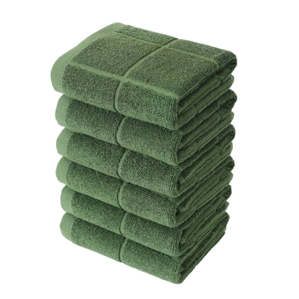 Glynniss Kitchen Towels Pack of 6pcs, Cotton Dish Towels for Kitchen Drying, Kitchen Hand Towels for Washing (Dark Green, 15x25 inches - 6pcs)
