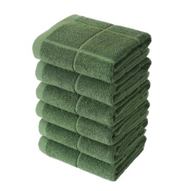 Glynniss Kitchen Towels Pack of 6pcs, Cotton Dish Towels for Kitchen Drying, Kitchen Hand Towels for Washing (Dark Green, 15x25 inches - 6pcs)