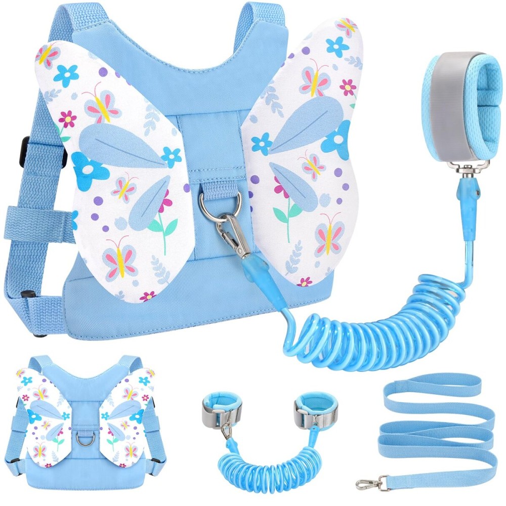 Accmor 3 in 1 Toddler Harness Safety Leashes + Anti Lost Wrist Link, Kids Harness Children Leash for Girls, Child Safety Leash Cute Baby Safety Harness Belt Strap Hold Kids Close While Walking (Blue)