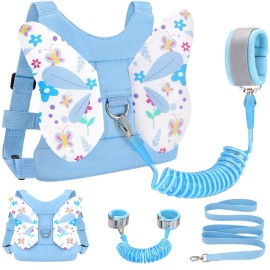 Accmor 3 in 1 Toddler Harness Safety Leashes + Anti Lost Wrist Link, Kids Harness Children Leash for Girls, Child Safety Leash Cute Baby Safety Harness Belt Strap Hold Kids Close While Walking (Blue)