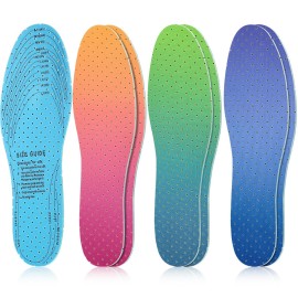 Sintege 3 Pairs Breathable Shoe Insoles Inserts Soft Cushioning Double-Layer Latex Foam Perforated Replacement Insoles for Men 7-11 Woman 2-8 (Gradient Orange,Purple,Cyan)
