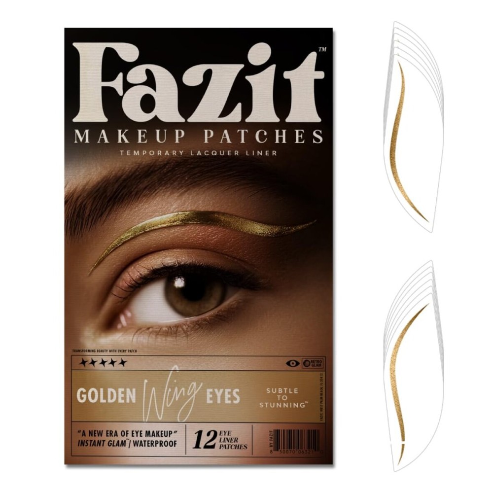 Fazit Makeup Patches - Golden Wing Eyes - Glow Up Make-Up Patches - Cute Glitter Makeup Accessories for Women - Cosmetic Glitter for Face