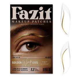 Fazit Makeup Patches - Golden Wing Eyes - Glow Up Make-Up Patches - Cute Glitter Makeup Accessories for Women - Cosmetic Glitter for Face