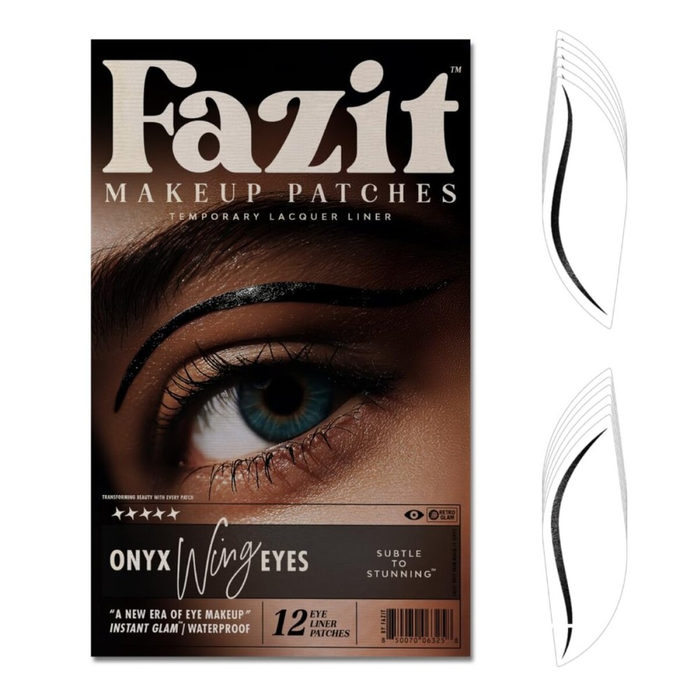 Fazit Makeup Patches - Onyx Wing Eyes - Glow Up Make-Up Patches - Cute Glitter Makeup Accessories For Women - Cosmetic Glitter For Face