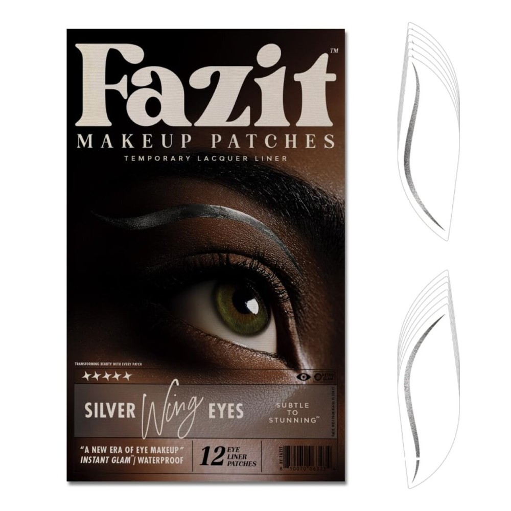 Fazit Makeup Patches - Silver Wing Eyes - Glow Up Make-Up Patches - Cute Glitter Makeup Accessories for Women - Cosmetic Glitter for Face