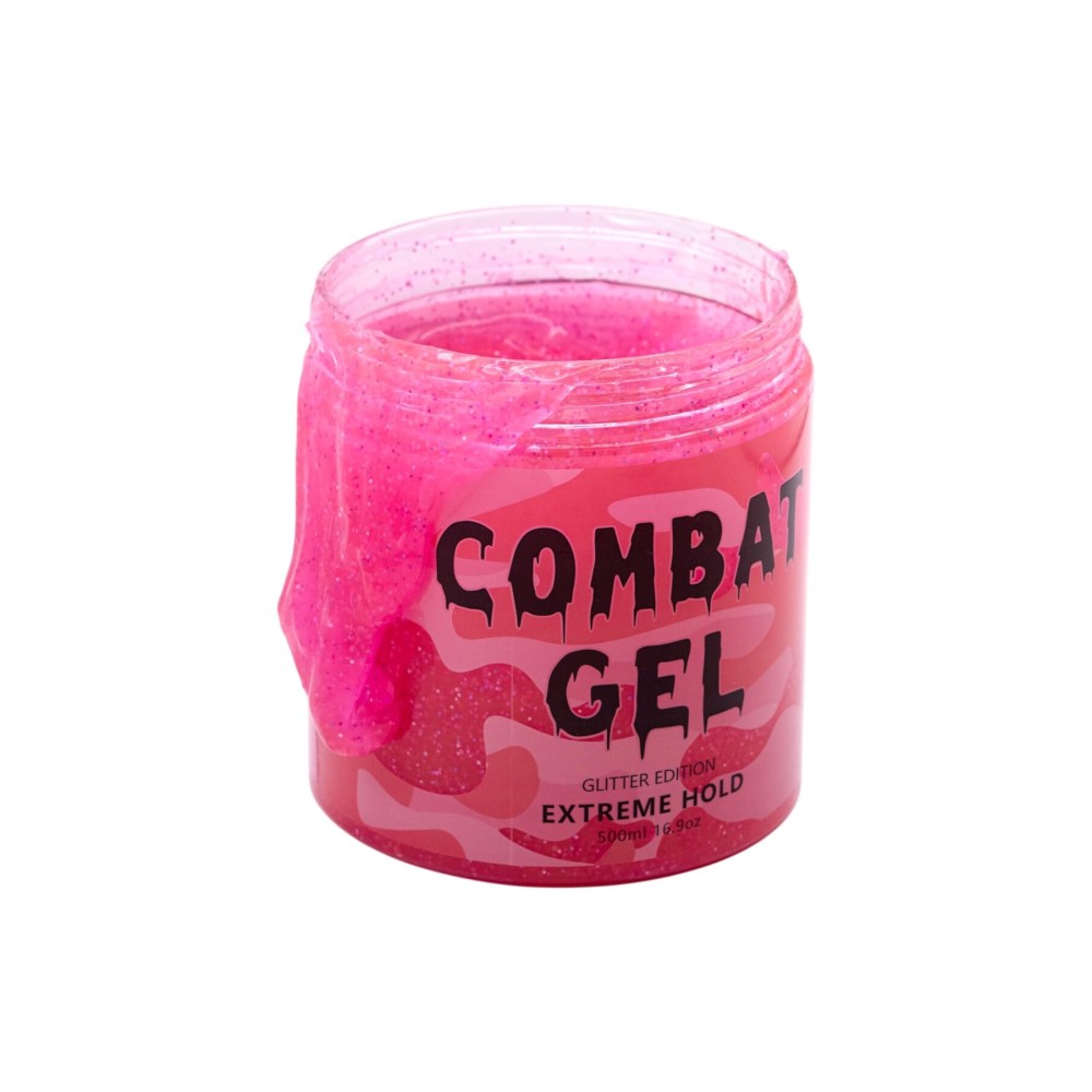 Combat Gel Glitter extreme hold hair gel (500ML, Strawberry Banana)