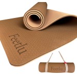 Feetlu Extra Thick Exercise Yoga Mat with Strap - 2/5 Inch (10MM), Non-Slip Workout Mat for Yoga, Pilates, and Floor Exercises(Coffee/Cream)