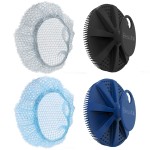 Silicone Body Scrubber & Scrub Nets, BEAUTAIL 4 Pack - Rich Foam and Exfoliation with Gentle Brush or Firmer Net Options - Hygienic, Durable, Easy to Clean - 2 Brushes (Black+Blue), 2 Nets (Gray+Blue)