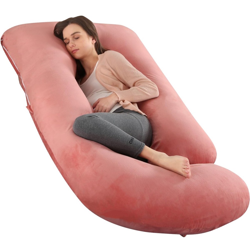 Pregnancy Pillows for Sleeping, U Shaped Full Body Maternity Pillow with Removable Cover - Support for Back, Legs, Belly, HIPS for Pregnant Women(Pink)