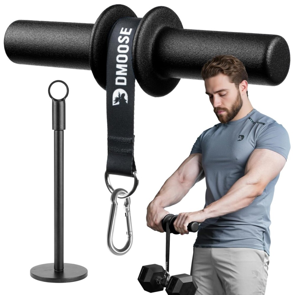 DMoose Fitness Forearm Strengthener & Wrist Roller - Arm Exerciser with Non-Slip Premium Grip, Durable Nylon Rope - Helps with Elbow Tendonitis, Wrist Recovery & Strength Training (Black)
