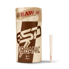 RAW Cones Organic 1-1/4 Size Pre-Rolled - 150 Pack - Rolling Paper with Tips & Packing Tubes Included