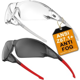 HTS HUNTERSKY S239 2 Pack Protective Clear Small Safety Glasses Youth Women Protecting Eyes from Wind Dustproof Bike Riding Cycling Running Chemistry Lab Goggles Tinted Smoke Lens