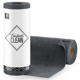 Fantasticlean Microfiber Cleaning Cloth Roll -30 Pack, Tear Away Microfiber Towels, 12 x 12, Reusable, Washable, Scratch Free, Ultra Absorbent for Car, Home Supplies (DimGray)
