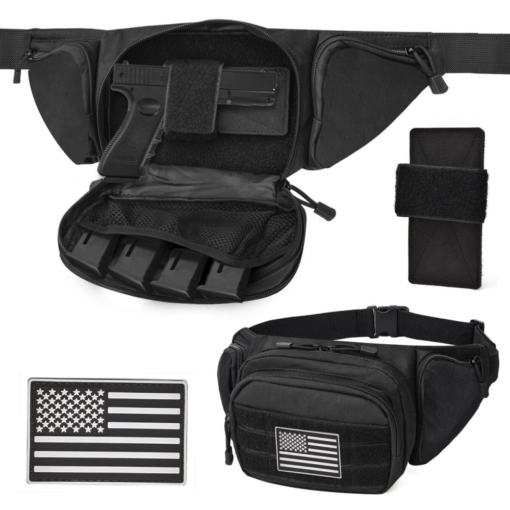 Vdones Tactical Fanny Pack CCW Bag Tactical Waist Pack with Secure Holster MOLLE System, Durable EDC Bag for Hunting Fishing Hiking
