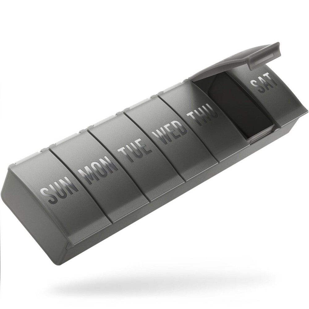 Barhon Pill Organizer Large, Weekly Medicine Pill Organizers, 7 Day Pills Box Case Travel for Big Vitamin Supplements Fish Oil, Gray