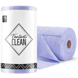 Fantasticlean Microfiber Cleaning Cloth Roll -75 Pack, Tear Away Microfiber Towels, 12 x 12, Reusable, Washable, Scratch Free, Ultra Absorbent Dishcloth for Home Supplies, Car, Pet (Lavender)
