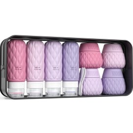 Lericttor Silicone Travel Bottles for Toiletries 8 Pack Travel Size Toiletries 3.4 oz 1.7 oz, Leakproof Squeeze Travel Size Containers Refillable Cosmetic Jars Set for Shampoo, Conditioner, Creams