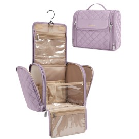 BAGSMART Travel Toiletry Bag, Large Capacity Cosmetic Bags for Women with Hanging Hook, Water-resistant for Toiletries Accessories Brushes Sponge, With Handle