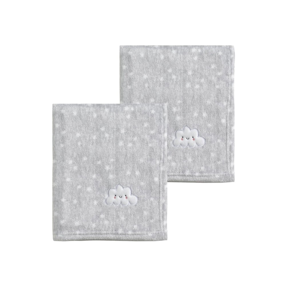 CREVENT 2Pcs 30\'\'X40\'\' Cute Cozy Fluffy Warm Baby Blankets for Infants Toddlers\' Bedding Crib Cot Stroller - Grey Cloud