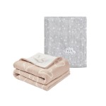 CREVENT 2Pcs 30\'\'X40\'\' Cute Cozy Fluffy Warm Baby Blankets for Infants Toddlers\' Bedding Crib Cot Stroller - Grey Cloud + Knit Pink