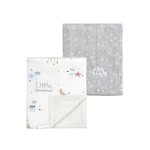 CREVENT 2Pcs 30\'\'X40\'\' Cute Cozy Fluffy Warm Baby Blankets for Infants Toddlers\' Bedding Crib Cot Stroller - Grey Cloud + Dream