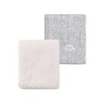 CREVENT 2Pcs 30\'\'X40\'\' Cute Cozy Fluffy Warm Baby Blankets for Infants Toddlers\' Bedding Crib Cot Stroller - Grey Cloud + Wave Whtie