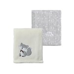 CREVENT 2Pcs 30\'\'X40\'\' Cute Cozy Fluffy Warm Baby Blankets for Infants Toddlers\' Bedding Crib Cot Stroller - Grey Cloud + Fox