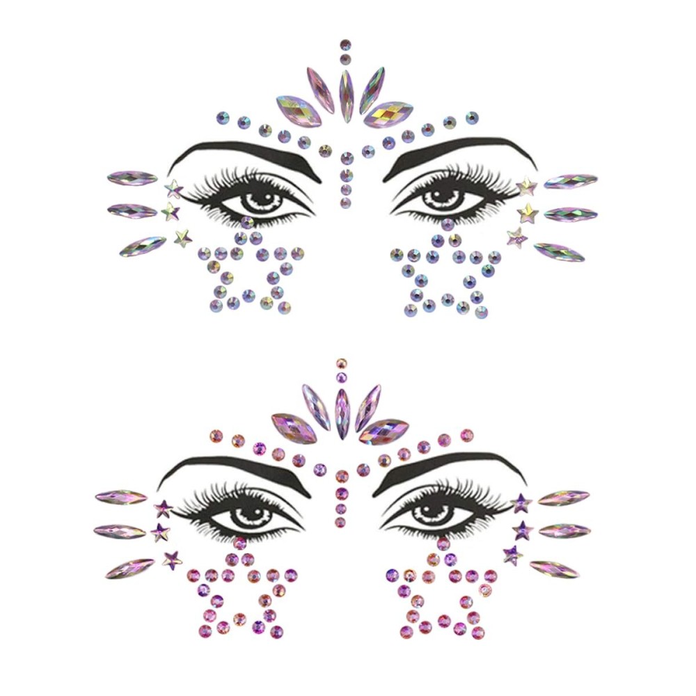 Mermaid Face Gems Stick Jewels for Women Cosplay Mermaid Halloween Club Eye Face Gems Stickers on Rave Party Gift for Kids Eye Face Jewels Temporary Tattoos Festival (Stars)