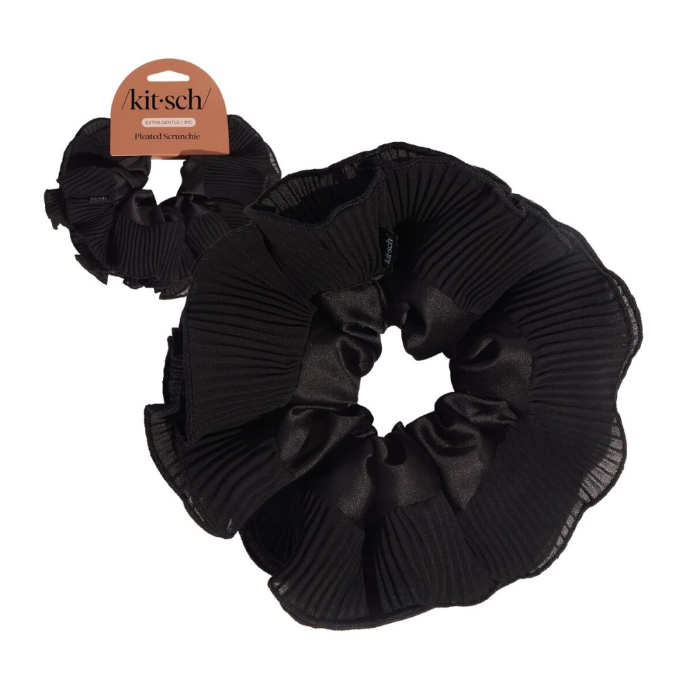 Kitsch Pleated Scrunchie for Women - No Crease Hair Ties No Damage, Stylish and Comfortable Fabric Ponytail Holders for Everyday Hairstyles & Spooky Season Looks | Ideal Gifts for Women - 1pc