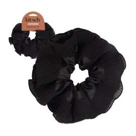 Kitsch Pleated Scrunchie for Women - No Crease Hair Ties No Damage, Stylish and Comfortable Fabric Ponytail Holders for Everyday Hairstyles & Spooky Season Looks | Ideal Gifts for Women - 1pc