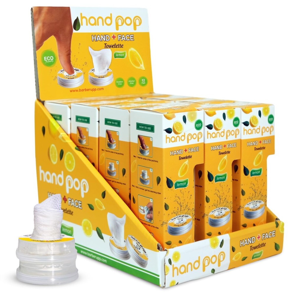 Hand Pop Lemon Wipes Bulk Pack - 480 Individually Wrapped Refreshing Wet Towelettes 4 case Pack of (12 Boxes of 10) - Alcohol-Free, Skin-Friendly, Travel Size Wipes for Home, Office, Events & Gifting