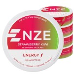 NZE Caffeine Nootropic Pouches (Strawberry Kiwi) - Energy Pouches with 50mg Caffeine, Alpha GPC, L-Tyrosine & L-Theanine - No Sugar or Artificial Sweeteners - 15 Nicotine Free Pouches Per Can - 5 Pack
