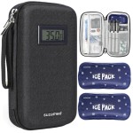 suzamed Insulin Cooler Travel Case,EVA Insulation Travel Medicine Kit with Temperature Display for Diabetes Care,Insulin Pen and Other Diabetic Supplies (Black-Temp)
