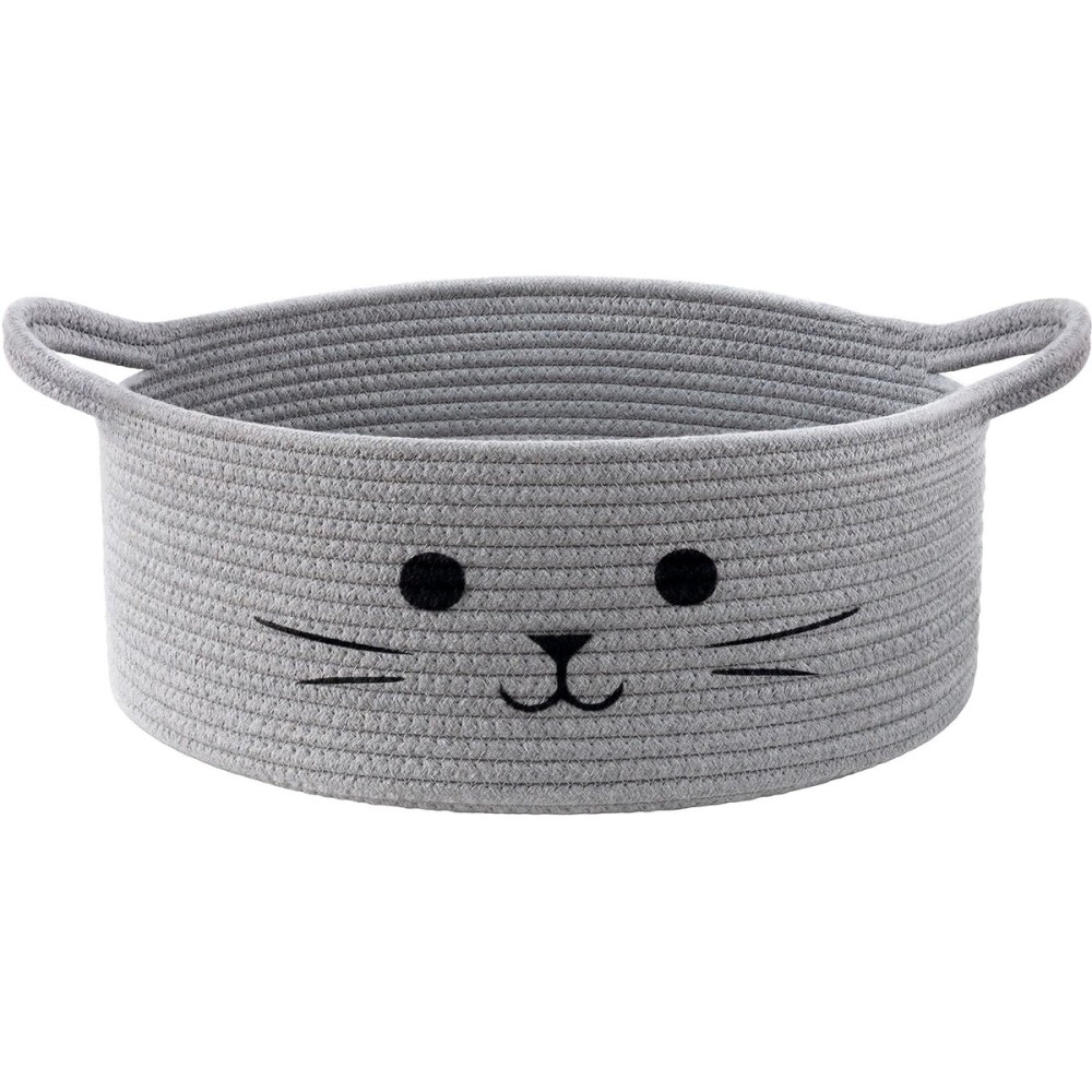 Hichen 13.8 x 6 Cat Toy Basket, Woven Basket for Living Room Home Dcor, Medium Empty Gift Baskets for Nursery, Cotton Rope Baskets for Cats Bed, Grey