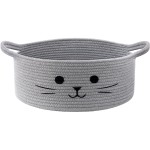 Hichen 13.8 x 6 Cat Toy Basket, Woven Basket for Living Room Home Dcor, Medium Empty Gift Baskets for Nursery, Cotton Rope Baskets for Cats Bed, Grey