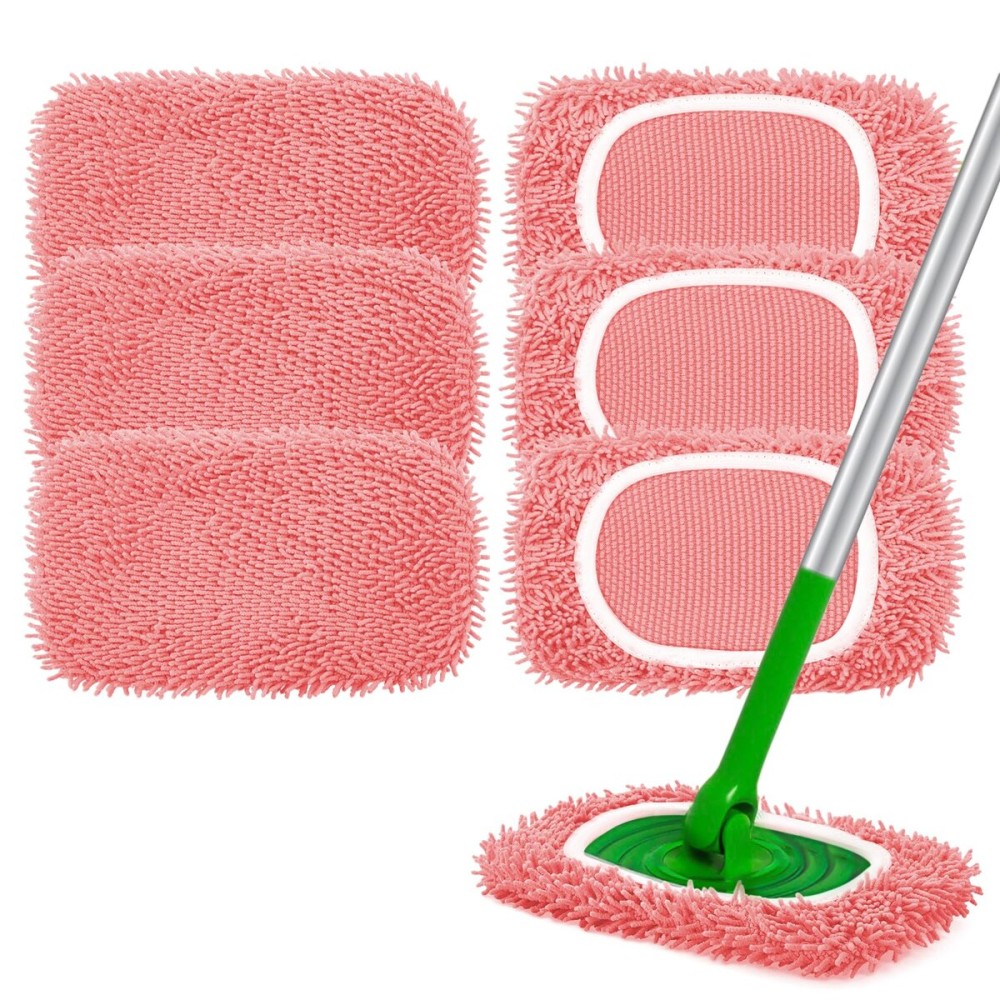 Yicotira Reusable Microfiber Mop Pads Compatible with Swiffer Sweeper Mop - Dry Sweeping Cloths & Wet Mopping Cloths - Washable Wet Pads Refill for Mopping Floors, 6 Pack (Mop is not Included)