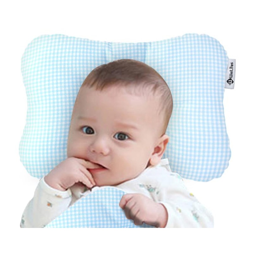 WelsLife Soft Hypoallergenic Baby Head & Neck Support Organic Cotton Cover Machine Washable (Marble Grey)