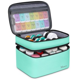 Mancro Dual Layers Medicine Organizer Bag, Pill Bottle Organizer Storage with Lockable Zipper, Medication Travel Bag for Pills, Vitamins, Medical Supplies for Home Storage, Travel, Green