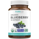 Certified Organic Blueberry Extract Capsules - High Potency 10:1 Blueberry Supplement with 5000mg Herbal Equivalent for Wellness Brain & Immune Support - Vegan Non-GMO & Lab Verified (2 Month Supply)