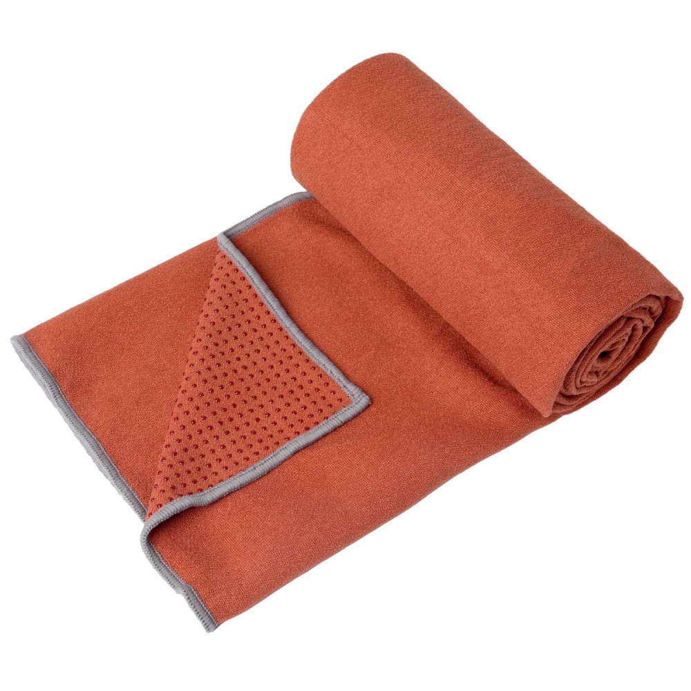 Eunzel Yoga Towel,Hot Yoga Mat Towel with Grip Dots Sweat Absorbent Non-Slip for Hot Yoga, Pilates and Workout 24 x72, Sedona Red
