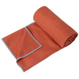 Eunzel Yoga Towel,Hot Yoga Mat Towel with Grip Dots Sweat Absorbent Non-Slip for Hot Yoga, Pilates and Workout 24 x72, Sedona Red