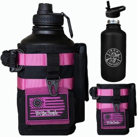 Iron Infidel Battle Bottle - Half Gallon Water Bottle Insulated, 64 oz Tactical Stainless Steel Water Jug with Handle - Gym Water Bottle with Rugged Sleeve for Storage (Valkyrie 2 Liter)