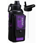 Iron Infidel Battle Bottle - 32 Oz Insulated Water Bottle with Straw Lid & Chug Cap, Stainless Steel Metal Tactical Flask With Rugged, Removable Sleeve for Keys & Phone or Wallet (Twilight 1 Liter)