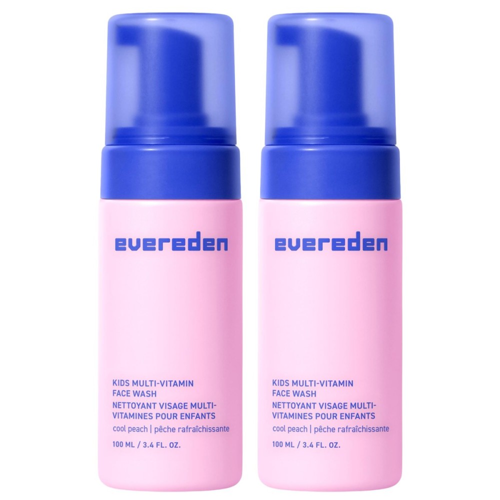 Evereden Kids Face Wash: Cool Peach, 3.4 fl oz. | Gentle Skin Care | Non-toxic and Clean Ingredients | Multi-Vitamin Skin Care for Kids | Pack of 2