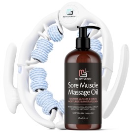 Arnica Sore Muscle Massage Oil and Massager Kit | Relaxing Post-Workout Recovery Duo for Sore Arms, Joints, Legs Cramps, and Lymphatic Drainage, Fast-Acting Formula, 8 fl oz by M3 Naturals